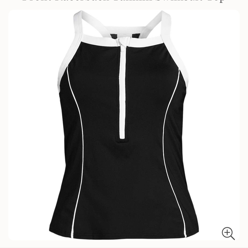 Women's Black and White Racerback Tankini Swimsuit Top